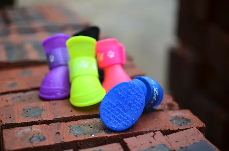 4Pcs Waterproof Dog Rain Shoes – Anti-Slip Rubber Boots for Small, Medium & Large Dogs