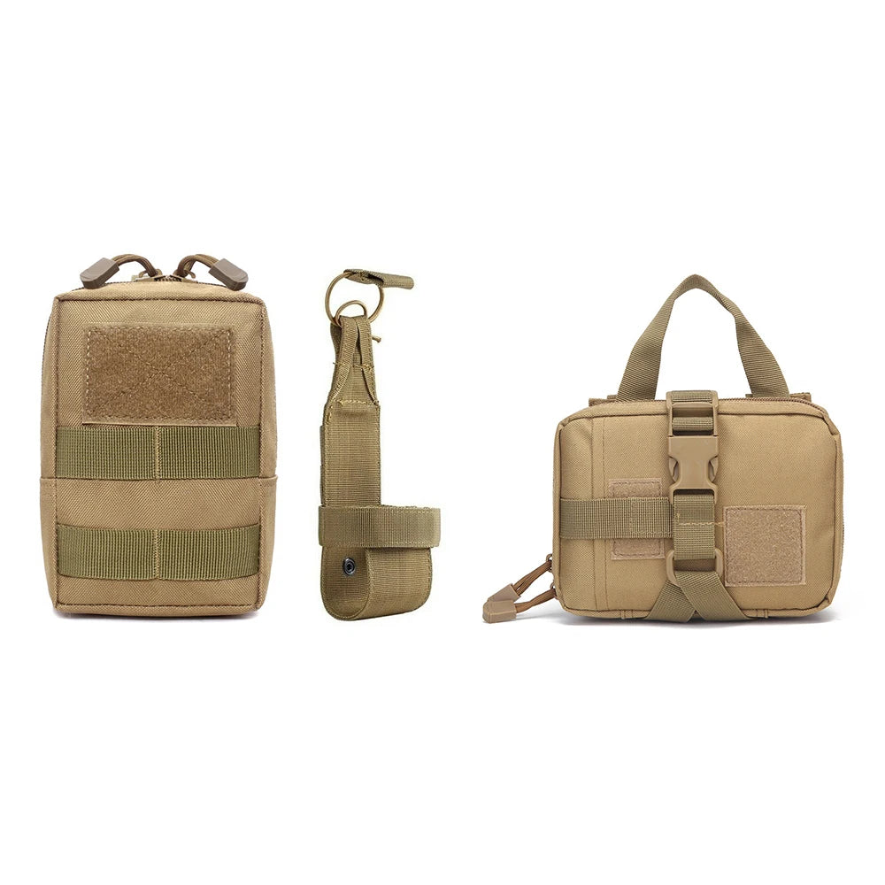 🎒 3Pcs Dog Tactical Bags Set – Molle Pouches & Bottle Holder for Harness Vests 🐾
