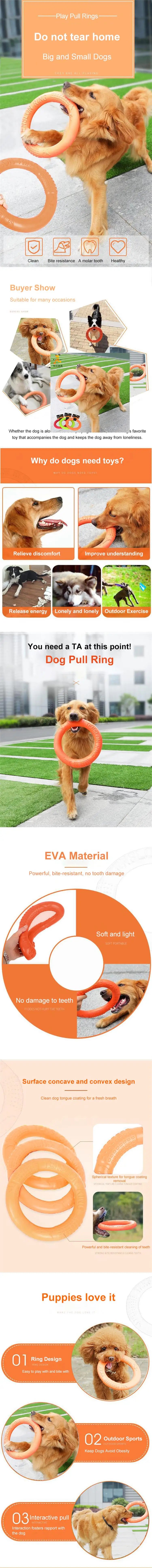 EVA Dog Training Ring Puller – Orange Interactive Flying Disk Toy for Dogs