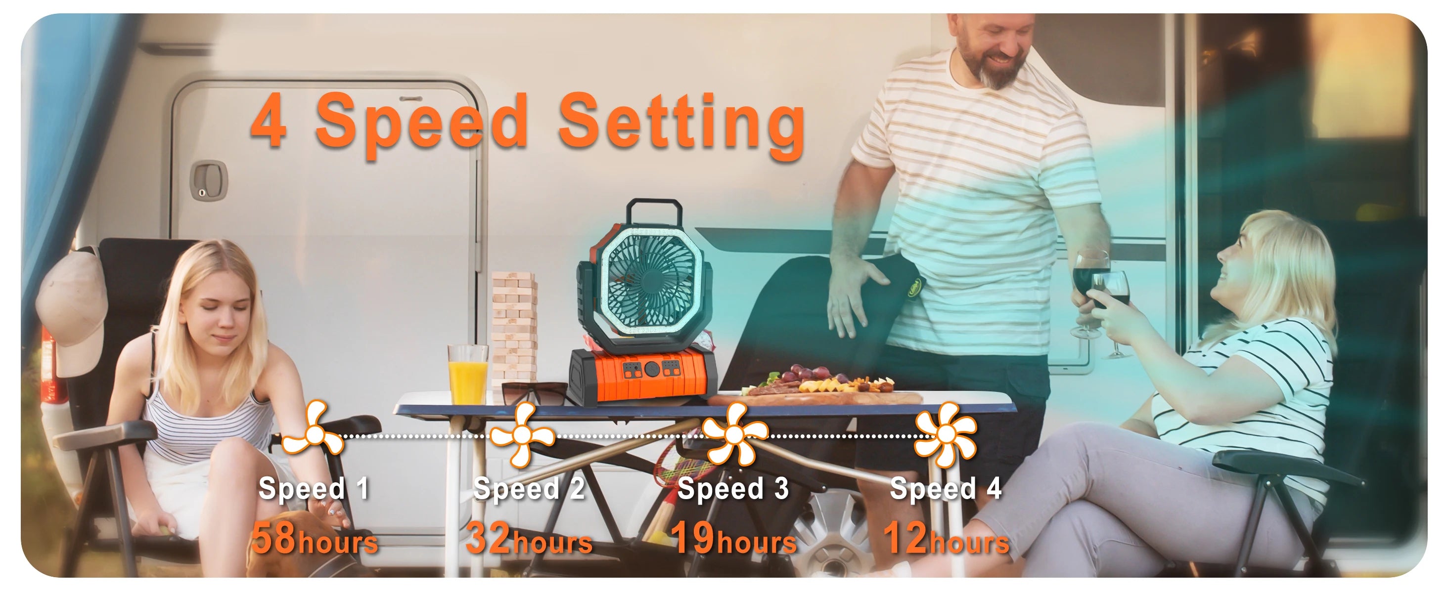 🌬️ 20000mAh / 10000mAh USB Rechargeable Camping Fan – Portable Wireless Air Circulator with Hook & 270° Head Rotation