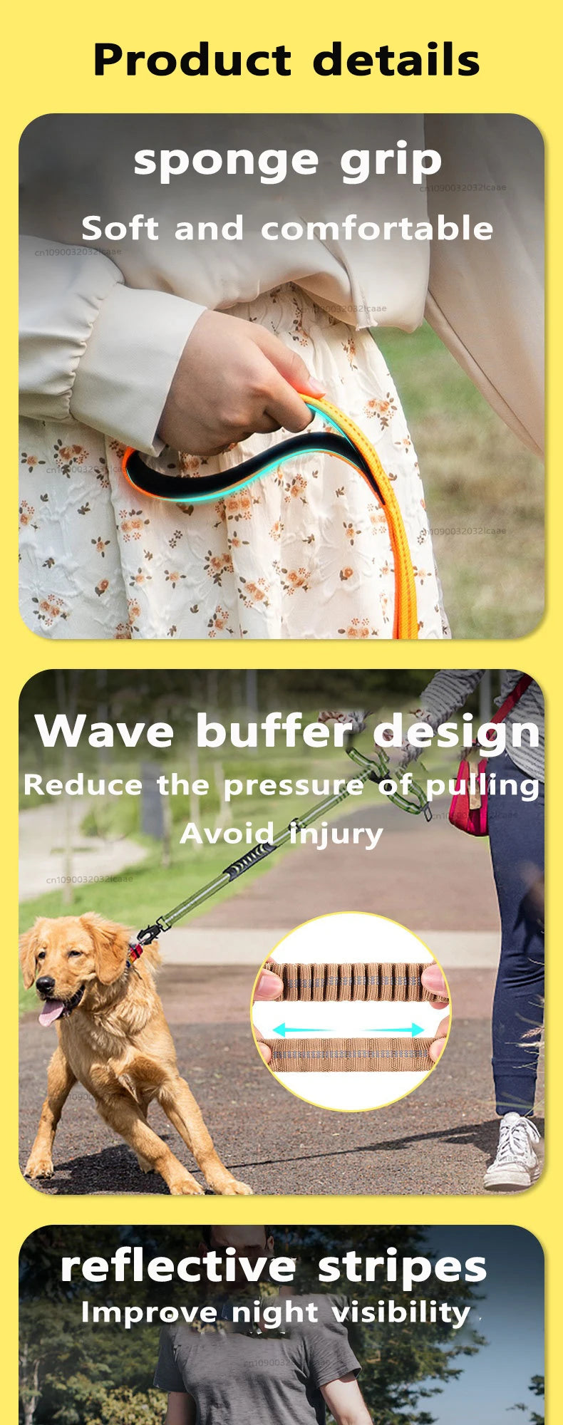 Heavy Duty Bungee Tactical Dog Leash – 2 Padded Handles, Shock-Absorbing Lead