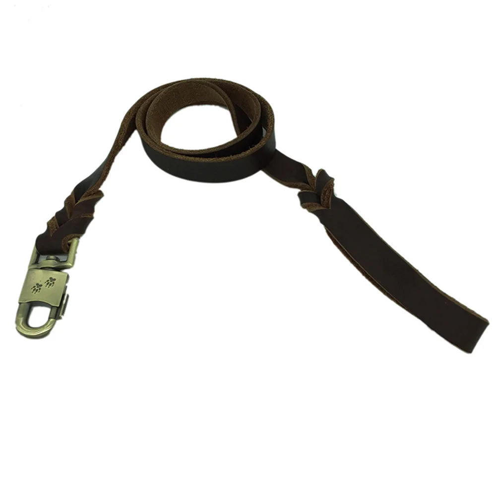 🐶 Genuine Leather Dog Leash – Heavy Duty 3/4/5ft x 1in for Medium & Large Dogs