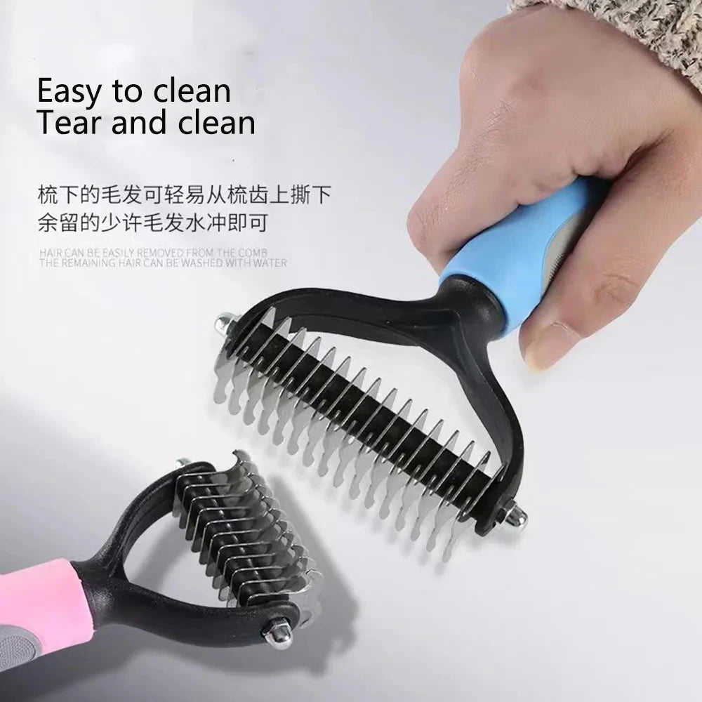 Grooming Tool with Knot Cutter – Reduces Shedding, Untangles Fur, and Keeps Coats Healthy