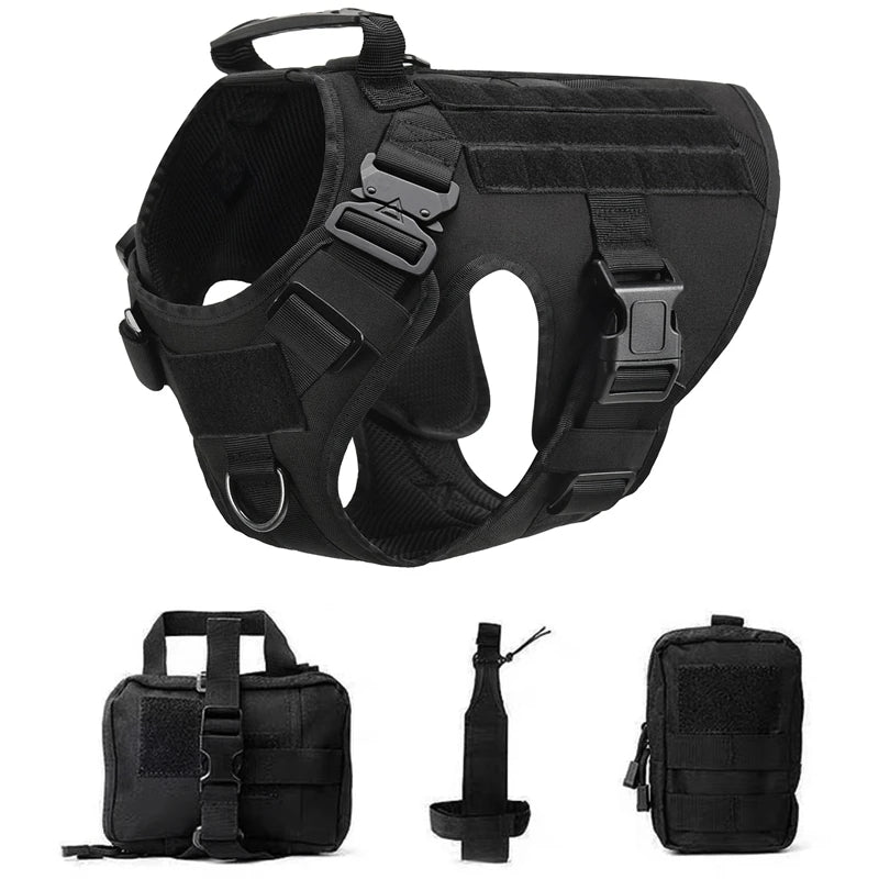 🐾 Tactical Military Dog Harness & Leash Set – All Breeds Training Vest for Outdoor Adventures