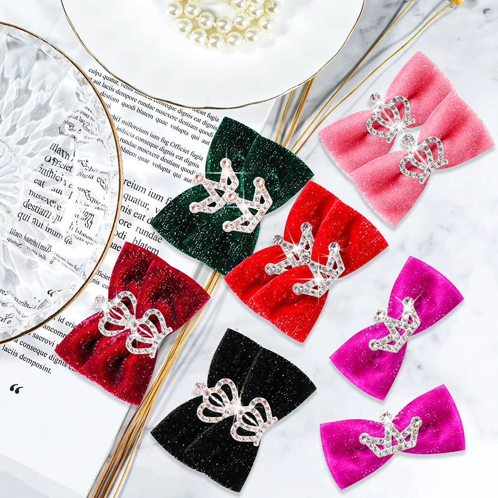 Dog Hair Clips 👑 Crystal Crown & Bow Set – 10PCS Pet Grooming Accesso