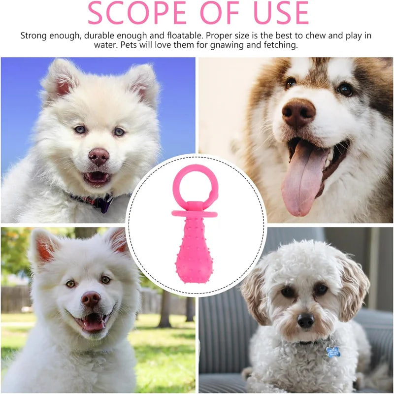 Pet Rubber Pacifier Dog Toy – Interactive Chew Toy for Puppies & Small Dogs, Elastic Rubber Soother for Teeth Cleaning & Play