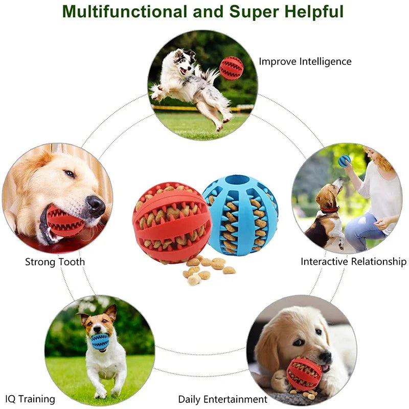 Rubber Dog Ball Toy – Interactive Chew & Treat Dispenser 🐾⚽
