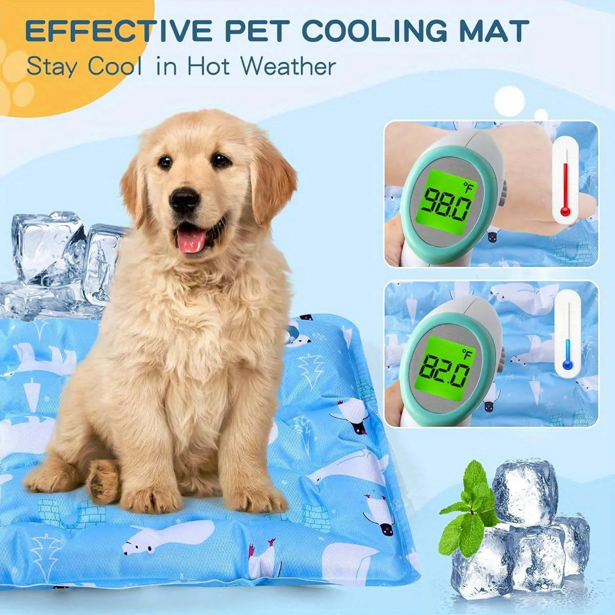 Waterproof Pet Cooling Pad – Dry Ice or Water-Filled Cool Mat for Dogs & Cats