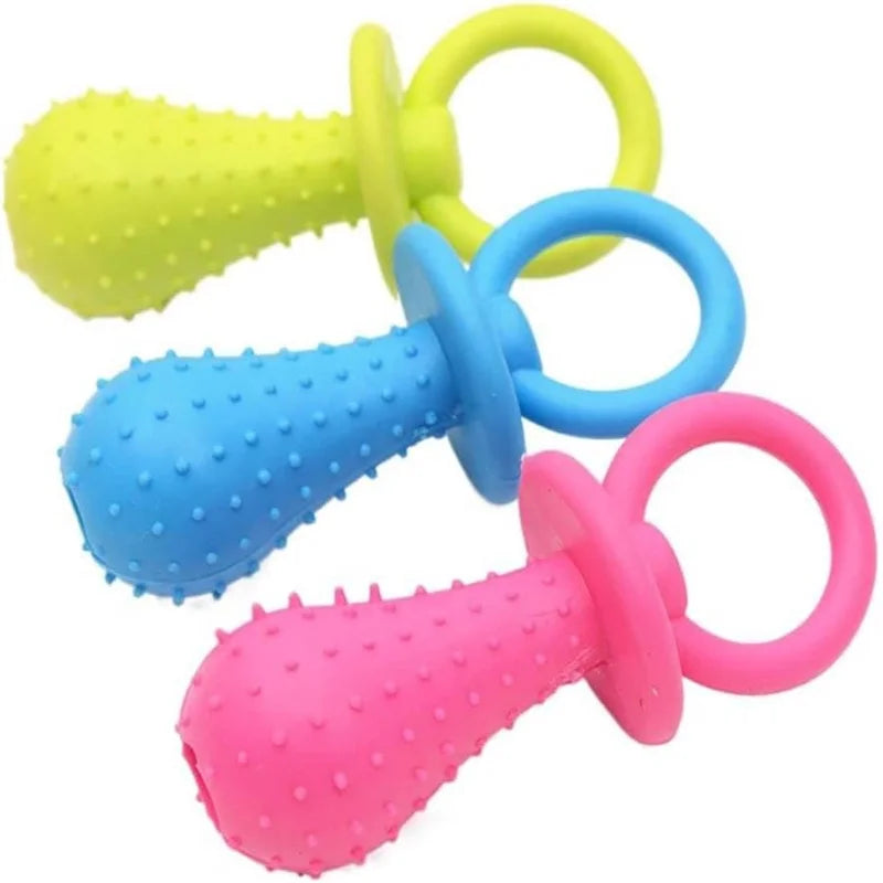 Pet Rubber Pacifier Dog Toy – Interactive Chew Toy for Puppies & Small Dogs, Elastic Rubber Soother for Teeth Cleaning & Play