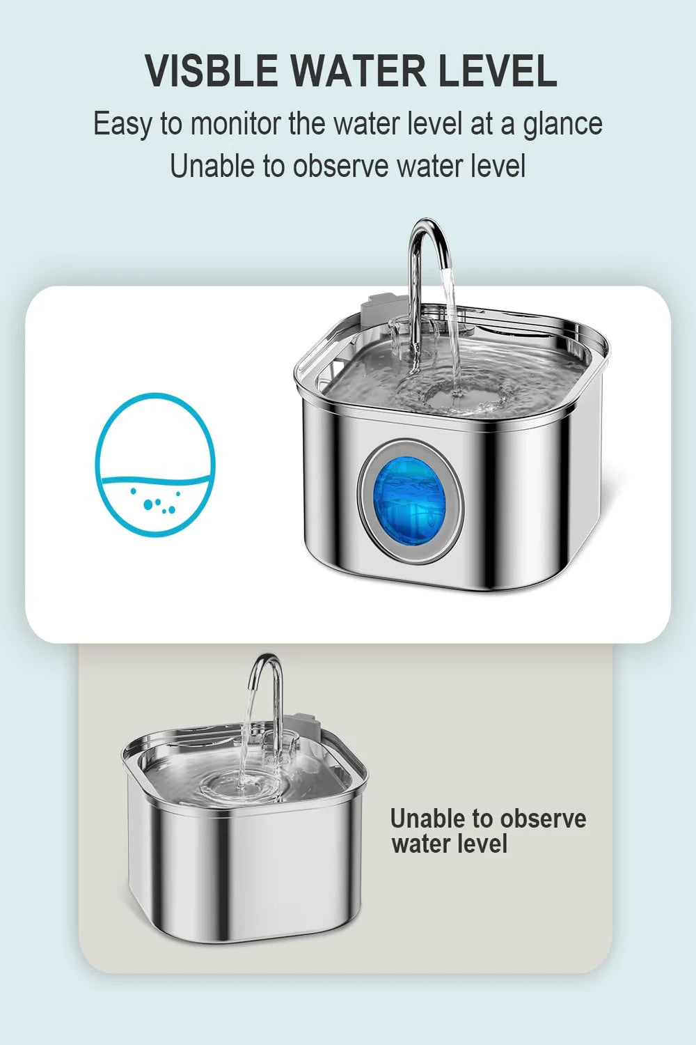 🐾 3.2L Stainless Steel Smart Pet Water Fountain – Auto Cat & Dog Dispenser with Visual Window