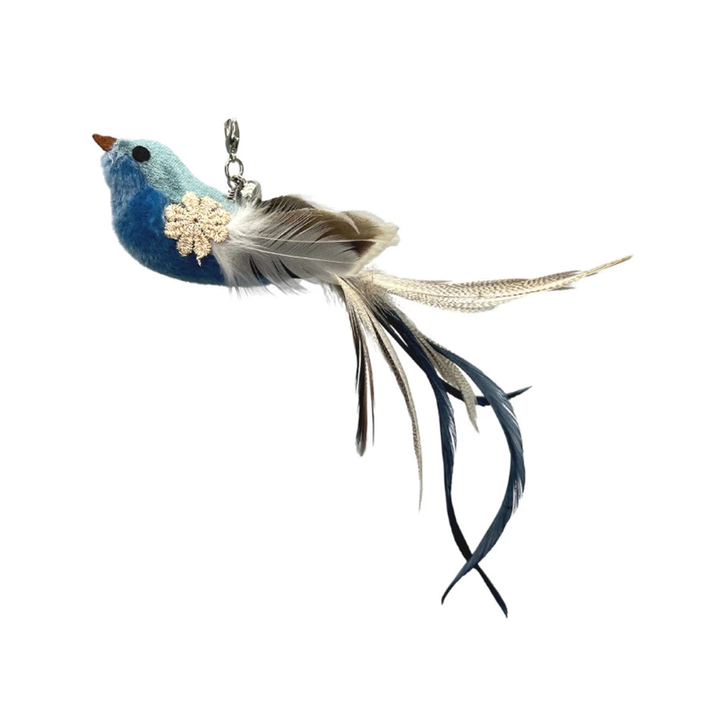 2pcs Replacement Feather Heads for Cat Teaser Stick Toy – Bird Pet Toy