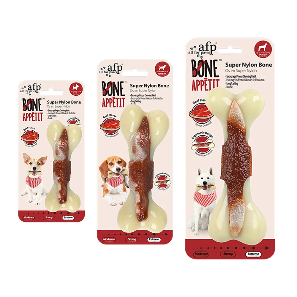 For Paws™ Nearly Indestructible Dog Bone – Beef-Flavored Nylon Chew Toy for Aggressive Chewers