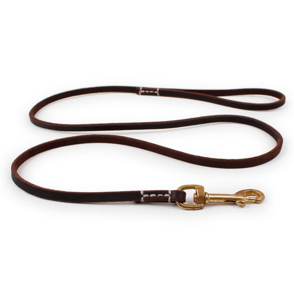 100% Genuine Leather Dog Leash – Handmade Durable Soft Real Leather Lead for Small Dogs, Puppies, and Cats