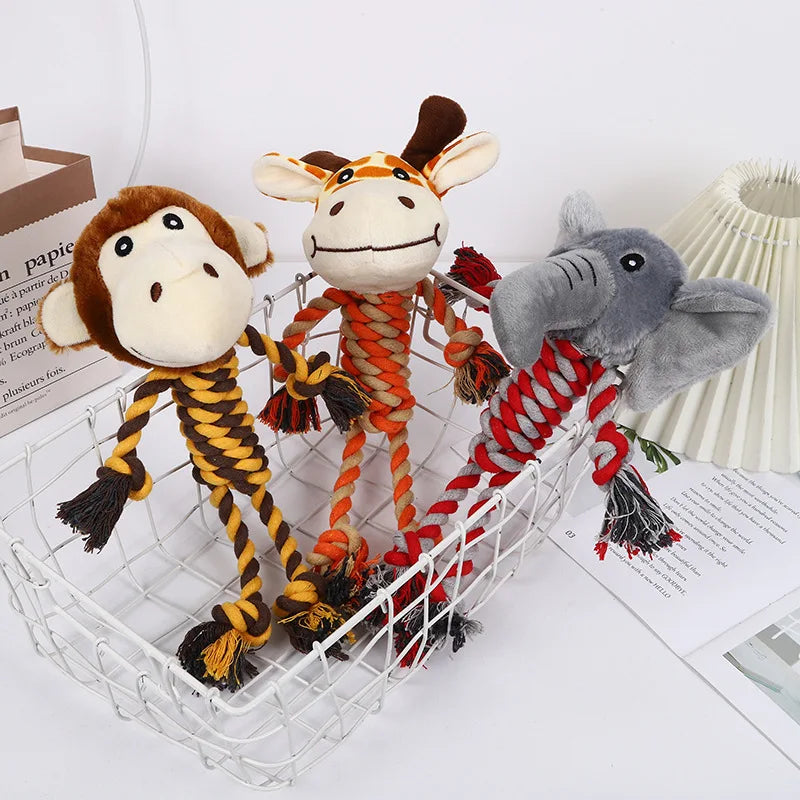 Animal-Shaped Dog Cotton Rope Chew Toys – Bite Resistant Teething Toy for Puppies & Dogs