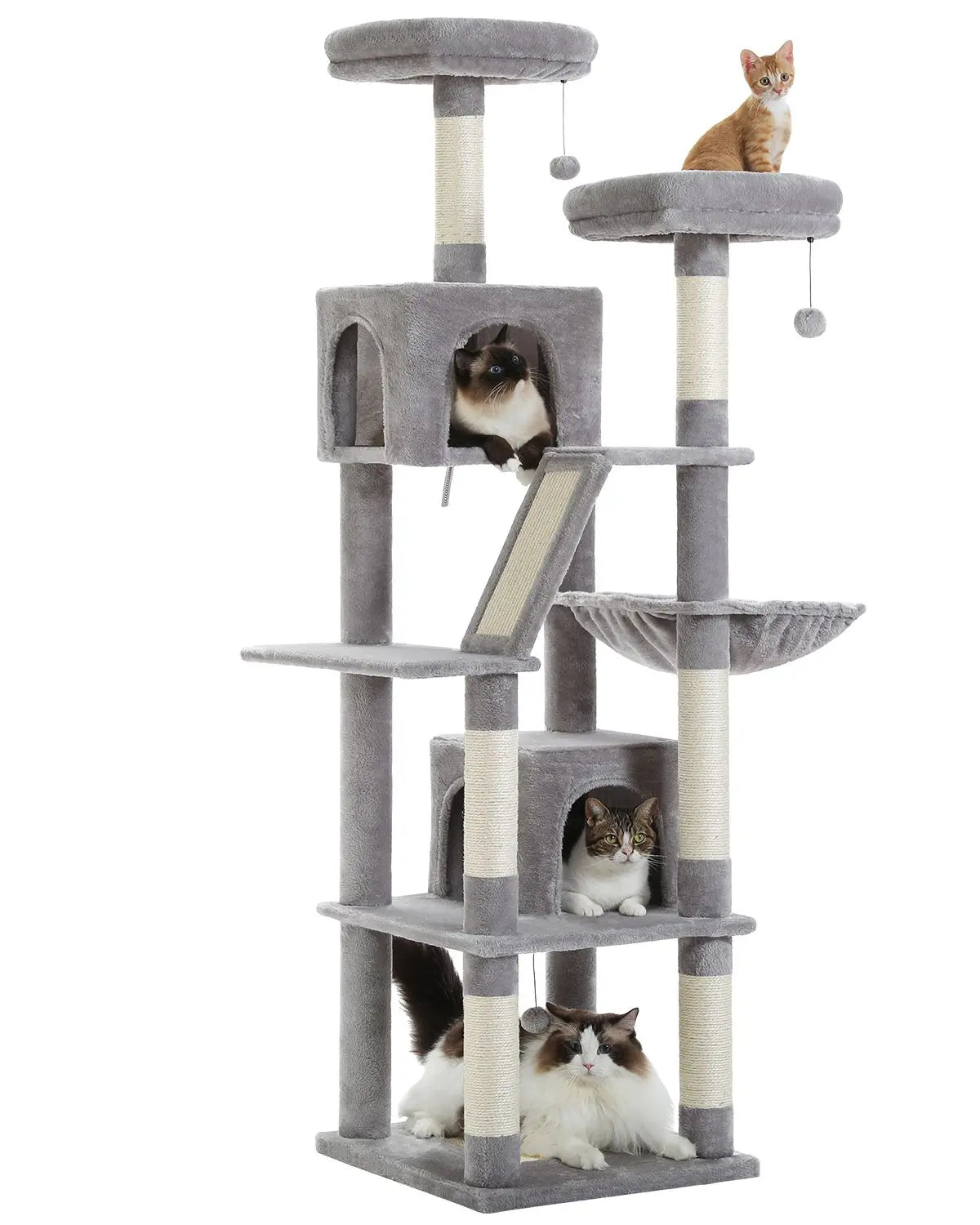 🐾 H180CM Large Cat Tree – Multi-Level Tower with Condos, Perches, Hammock & Sisal Posts