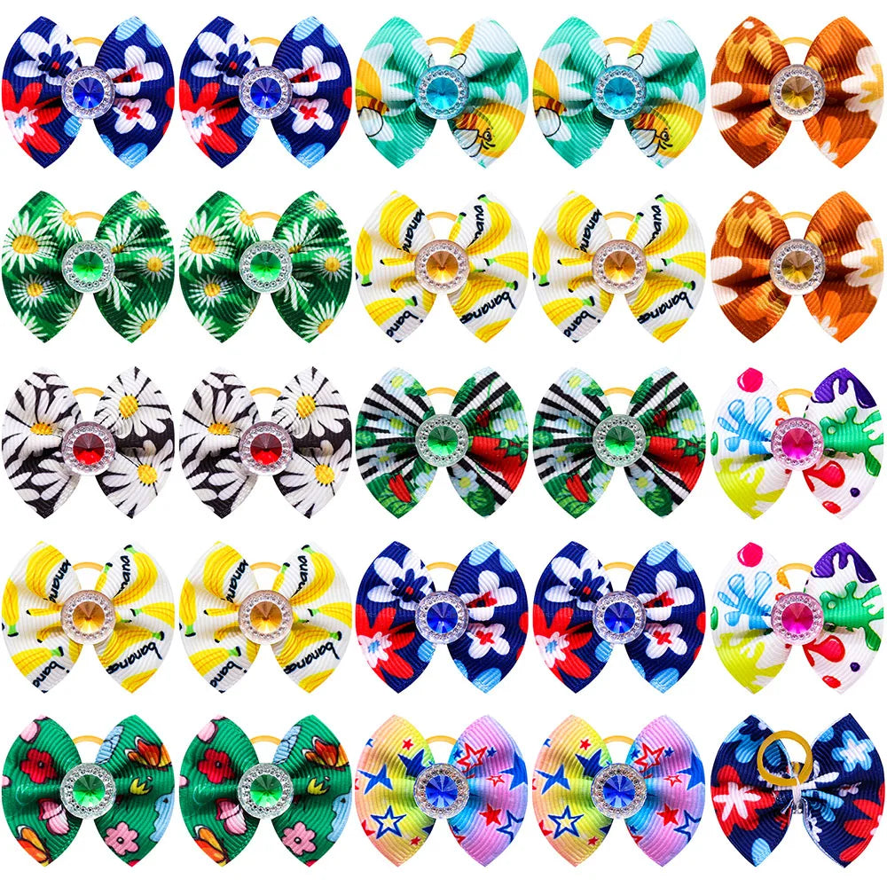 Dog Hair Bows 🎀 20pcs Summer Diamond Grooming Acce
