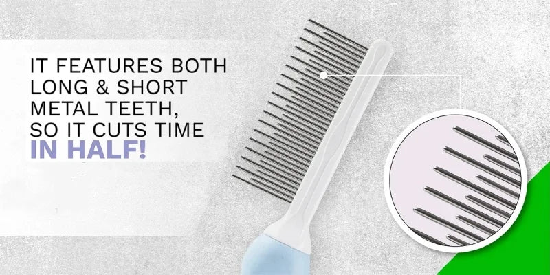 Poodle Detangling Pet Comb with Long & Short Stainless Steel Teeth
