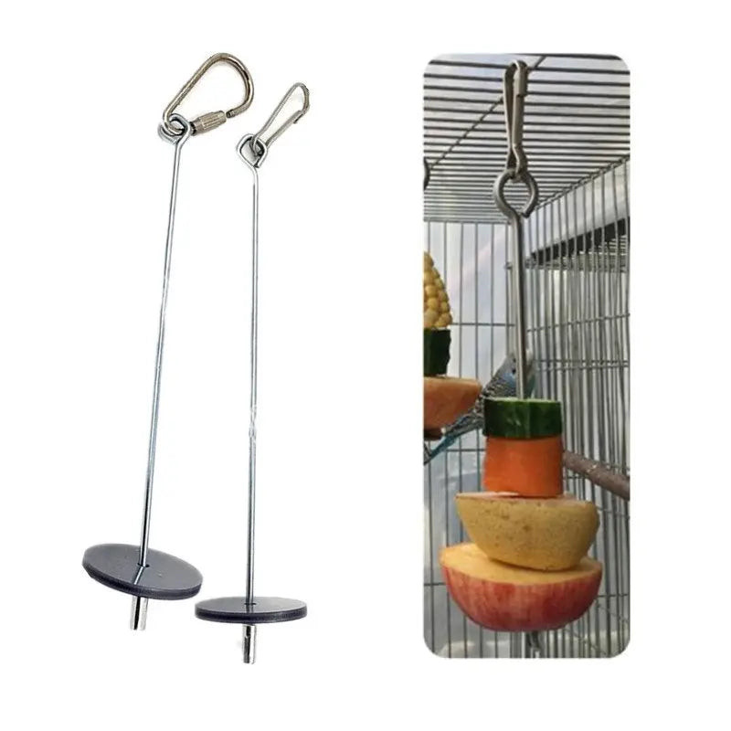 Stainless Steel Bird Toy Skewer – Fruit & Veggie Hanging Holder for Parrots and Small Animals