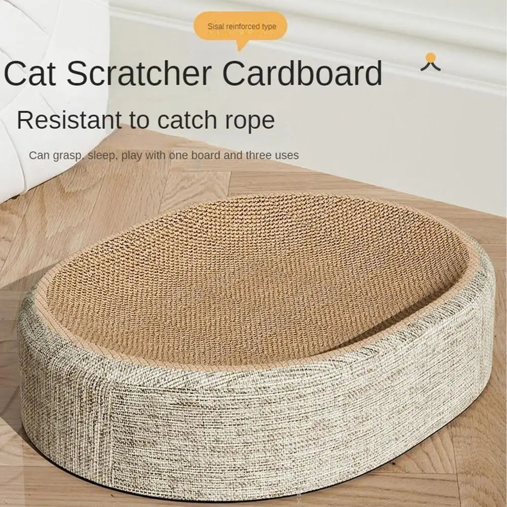 Oval Cat Scratch Pad Bed – Sisal Scratching Mat & Cozy Sleeping Nest