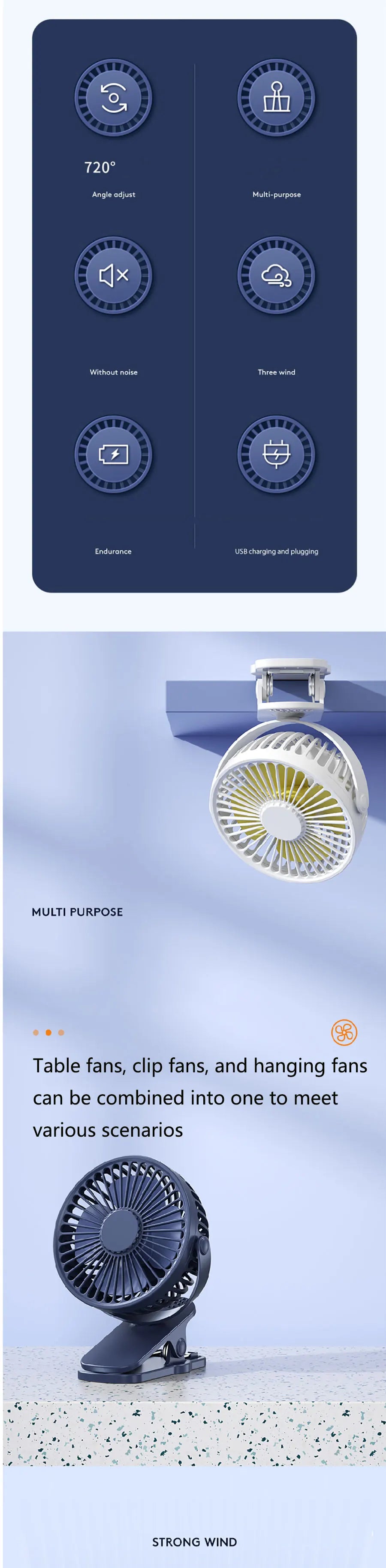 🌀 Xiaomi USB Handheld Clip Fan – Portable Rechargeable Mini Fan for Students & Travel