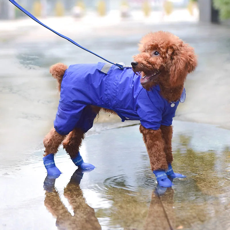 4Pcs Waterproof Dog Rain Shoes – Anti-Slip Rubber Boots for Small, Medium & Large Dogs