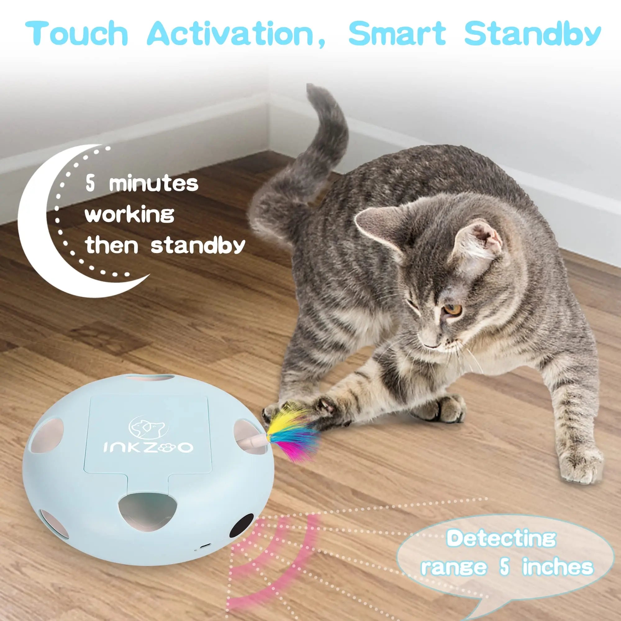 INKZOO 7-Hole Interactive Cat Toy – Automatic Mice Whack-A-Mole for Kittens