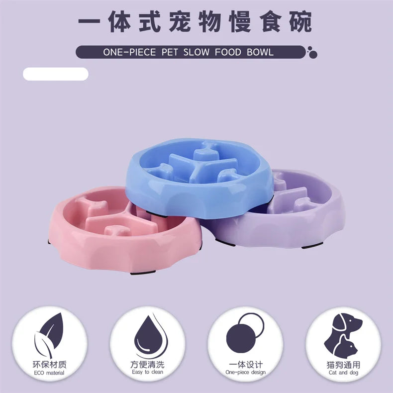 Colorful Slow Feeder Bowl for Cats & Dogs – Anti-Choking Puzzle Food Bowl for Anxiety Relief & Healthy Eating