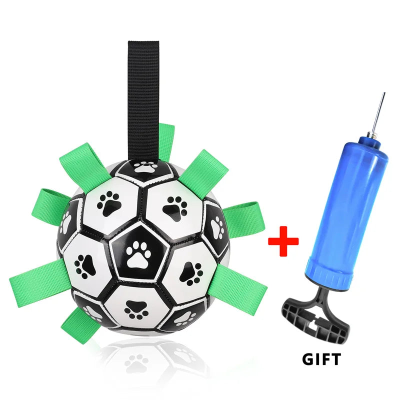 Interactive Dog Soccer Ball Toy with Grab Tabs – Durable Outdoor Pet Football for Puppies & Medium