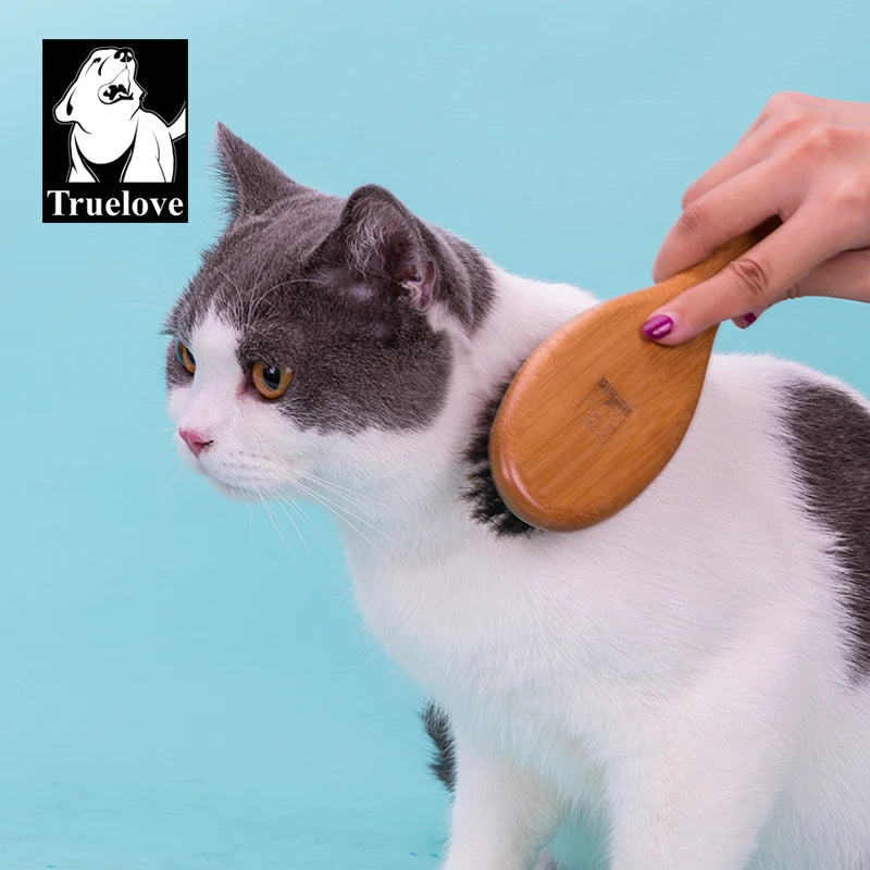 Truelove Pig Hair Pet Brush TLK21131 – Bamboo Wood Grooming Comb for Dogs & Cats