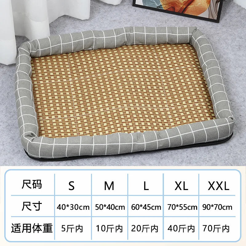 Summer Pet Cooling Mat – Lightweight Breathable Rattan Ice Nest Bed for Cats, Small Dogs & Small Animals