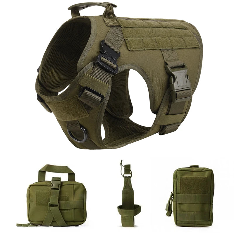 🐾 Tactical Military Dog Harness & Leash Set – All Breeds Training Vest for Outdoor Adventures