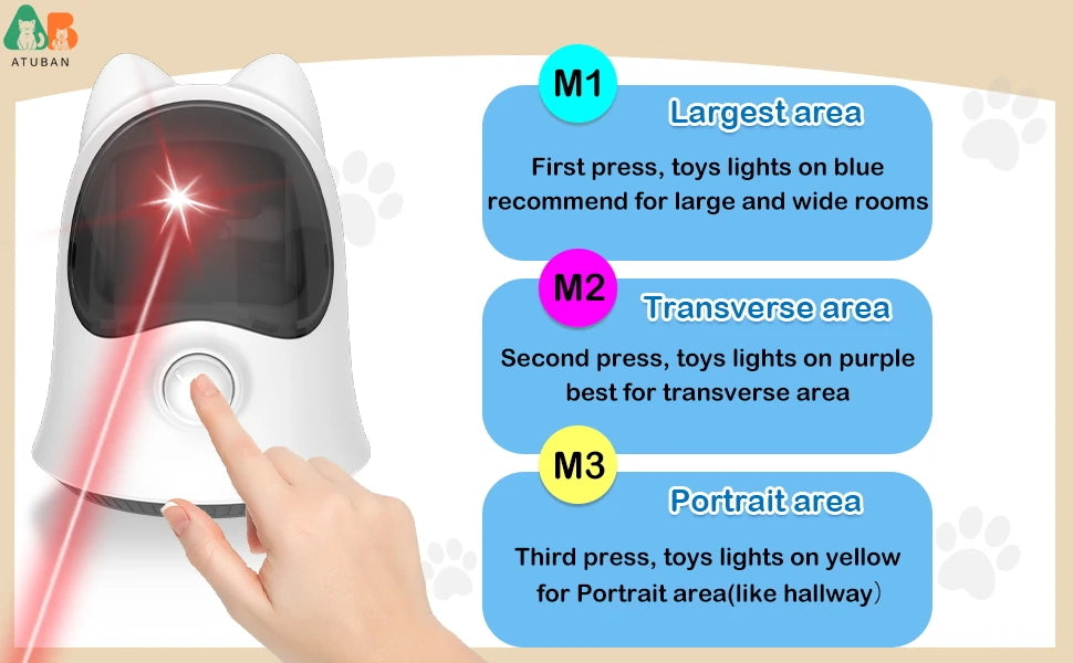 ATUBAN Rechargeable Laser Cat Toy – Random Trajectory Interactive Laser Teaser