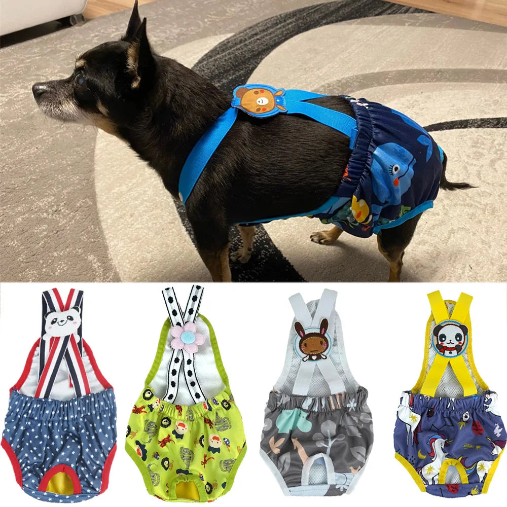 Cartoon Print Female Dog Diaper Shorts – Cute Puppy Physiological Pants