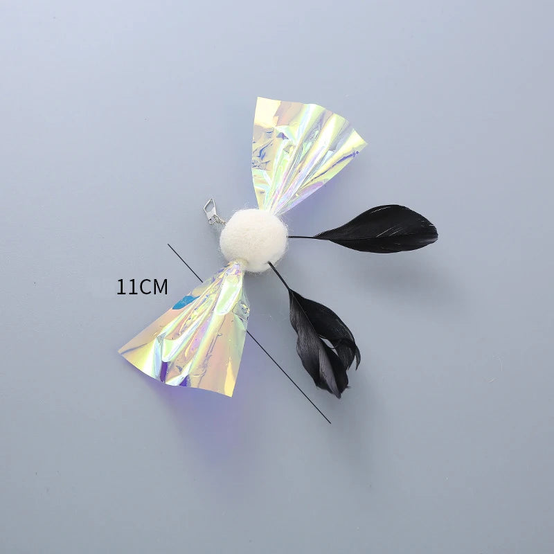 Plush Feather Bird Replacement Head for Cat Stick – Interactive Magic Wand with Bell