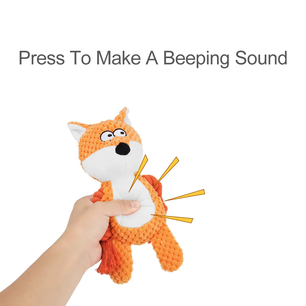 Animal Rope Plush Dog Toy – Rabbit & Monkey Squeaky Chew 🐾🧸