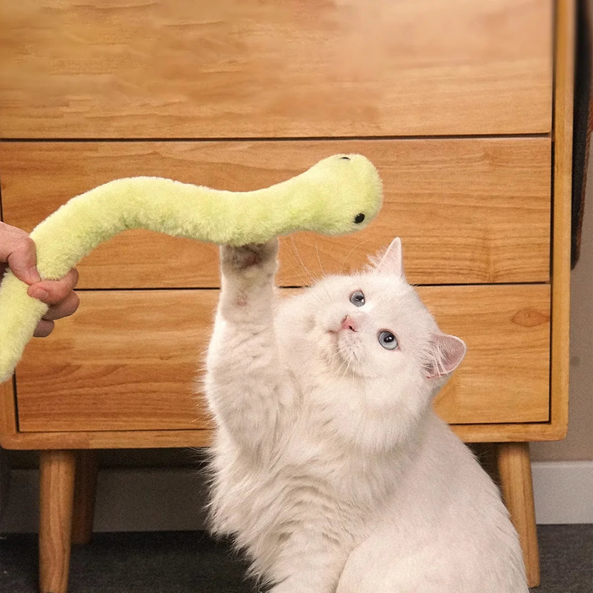 Chew-Proof Snake Cat Toy – Plush Feather Wand