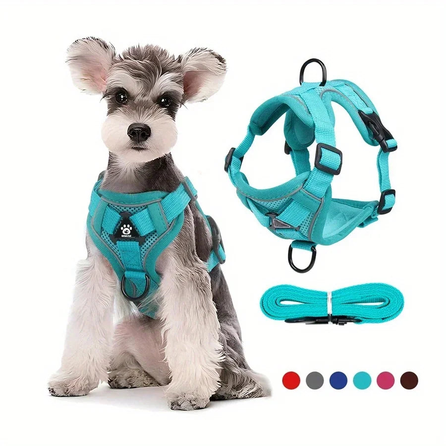 🐾 No Pull Dog Harness & Leash Set – Adjustable Reflective Vest for Small Dogs & Cats