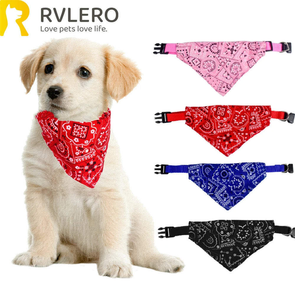 Adjustable Pet Triangle Scarf – Printed Dog & Cat Saliva Towel Neckerchief for Puppies & Kittens