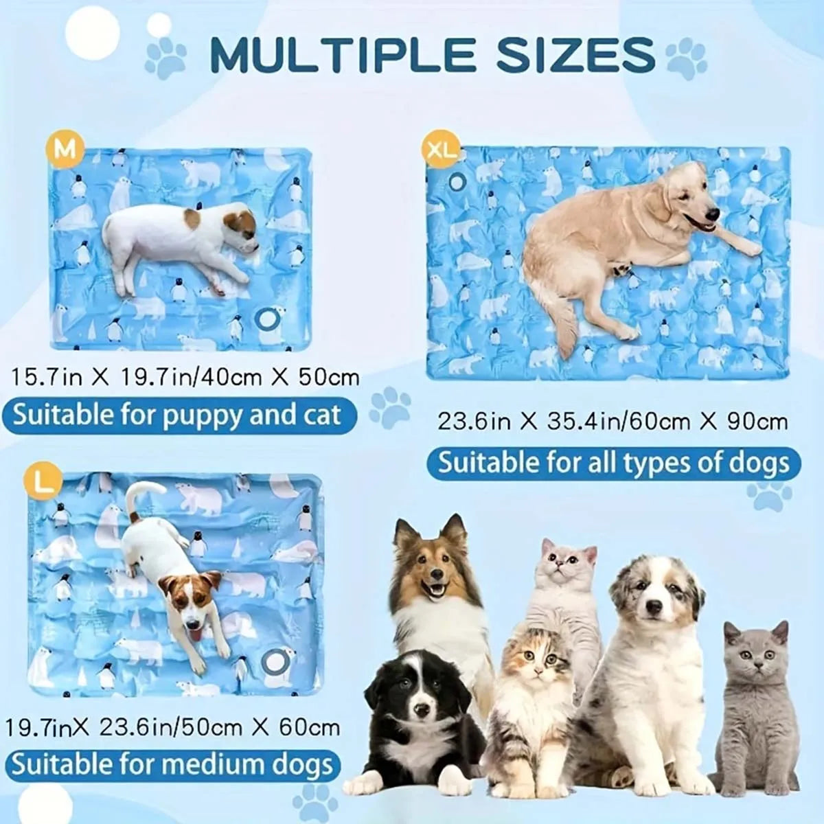Waterproof Pet Cooling Pad – Dry Ice or Water-Filled Cool Mat for Dogs & Cats