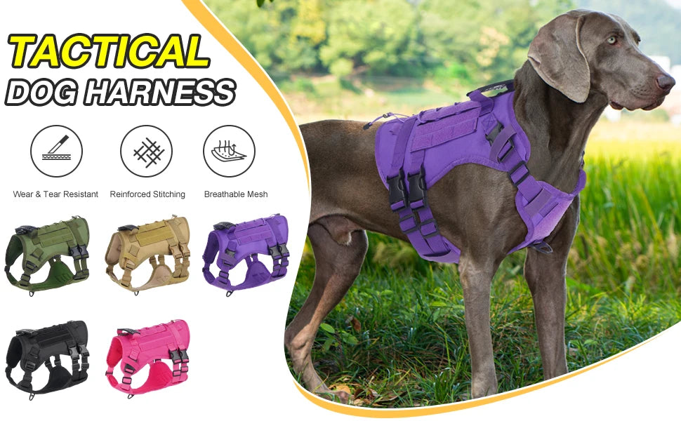🛡️ Tactical Chest Strap Dog Harness – Heavy-Duty Outdoor Control for Large Dogs 🐕