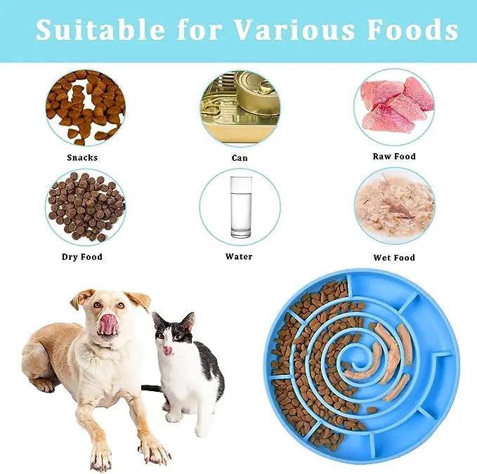 Slow Feeder Pet Bowl – Anti-Slip & Anti-Choking for Cats & Puppies 🐾🍽️