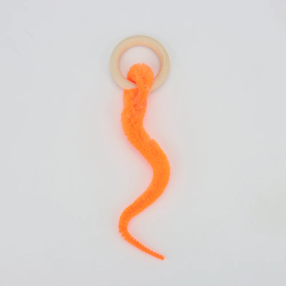 Plush Long Tail Cat Toy – Interactive Ball with Wood Ring for Training