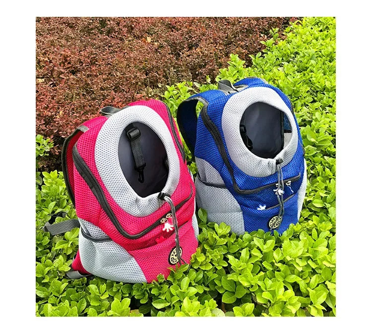 Double Shoulder Pet Carrier Backpack – Portable Mesh Dog Travel Bag for Outdoor Adventures