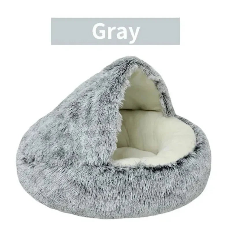 Soft Plush Round Cat Bed – Warm, Cozy Winter Nest for Cats & Small Dogs