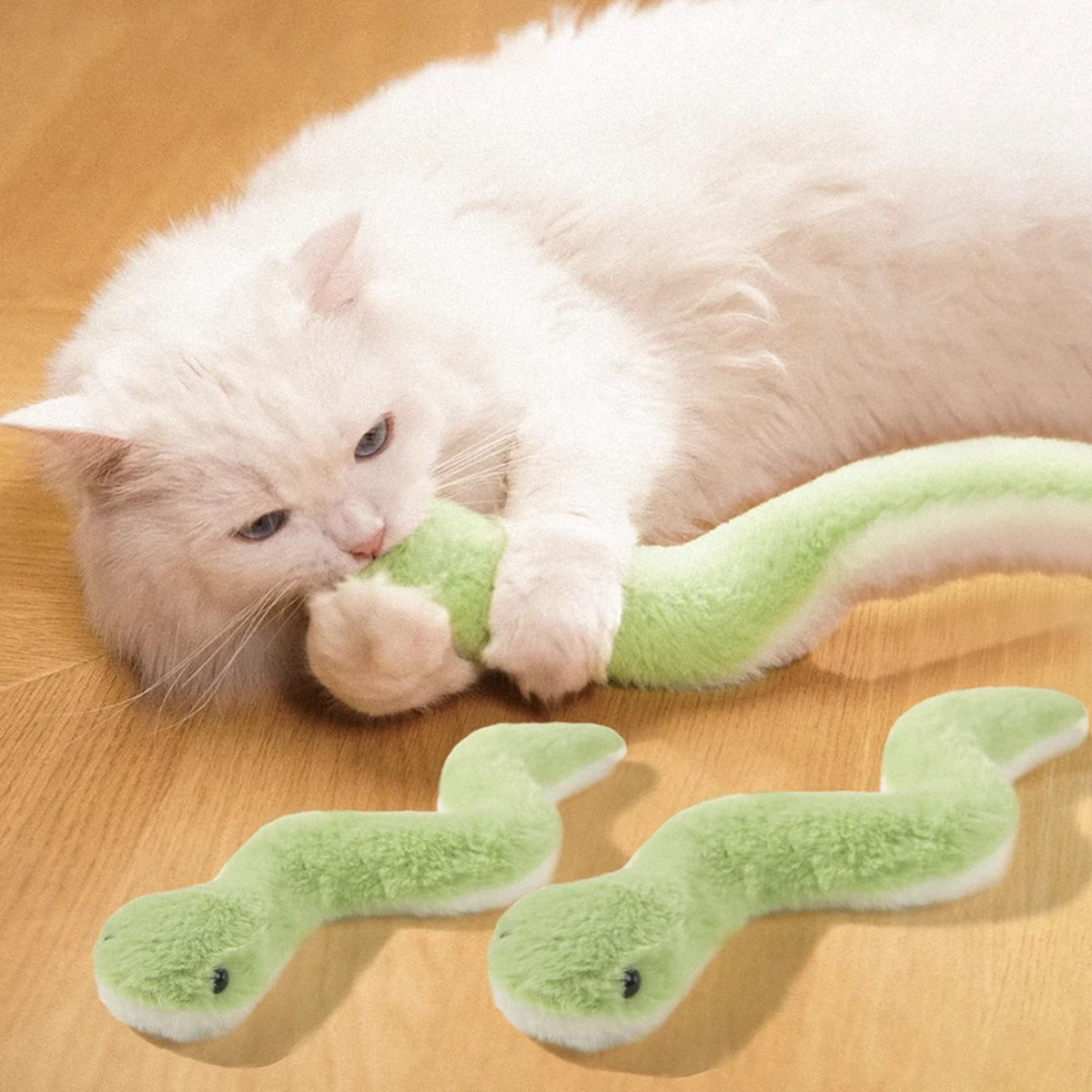 Chew-Proof Snake Cat Toy – Plush Feather Wand