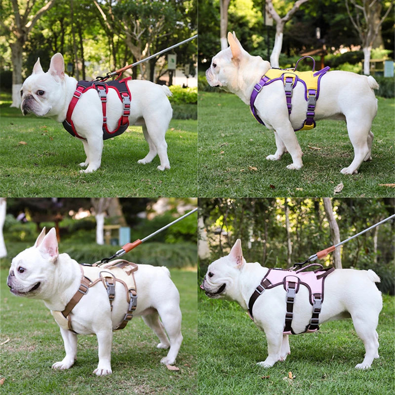 🐕 Adjustable Reflective Dog Harness – For Small to Large Dogs (French Bulldog, Husky & More) 🐾