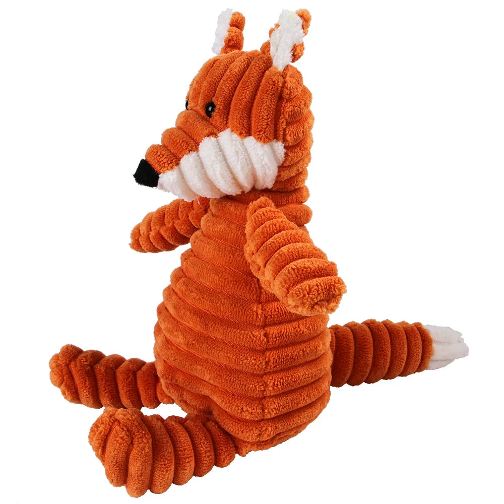 🐵🐷 Corduroy Monkey & Pig Plush Dog Toy – Squeaky, Durable & Fun