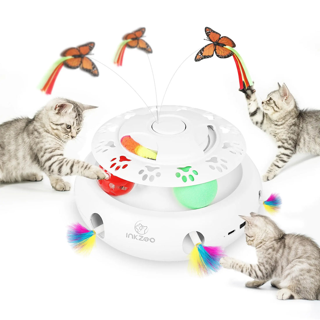INKZOO 7-Hole Interactive Cat Toy – Automatic Mice Whack-A-Mole for Kittens