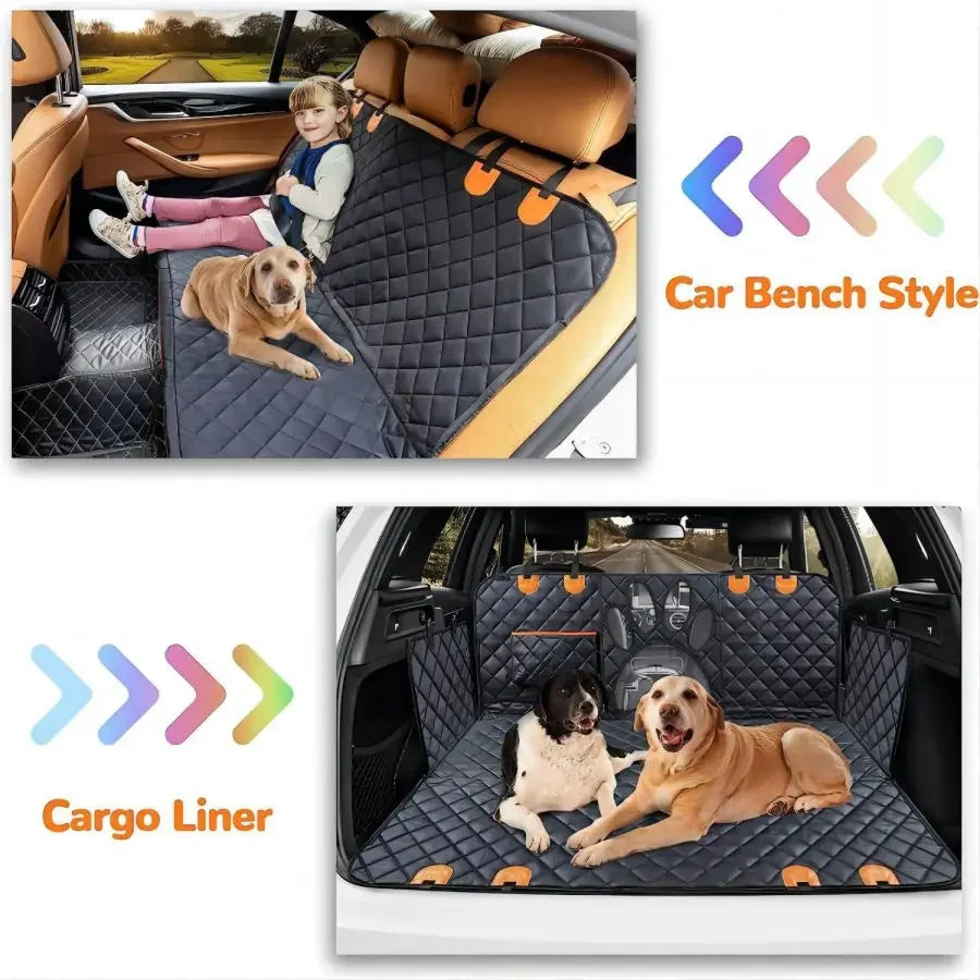 🐾 100% Waterproof Dog Car Seat Cover – Back Seat Hammock with Mesh Window & Side Zipper Protection