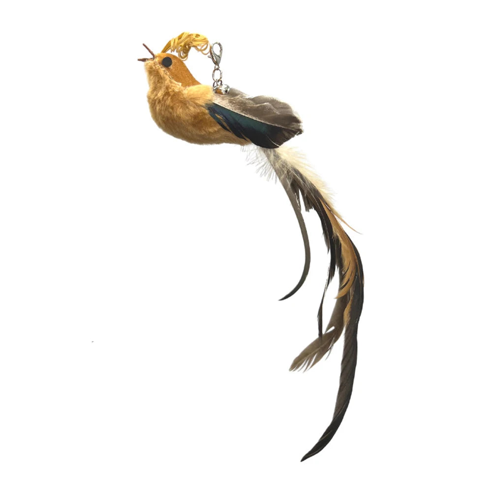 2pcs Replacement Feather Heads for Cat Teaser Stick Toy – Bird Pet Toy